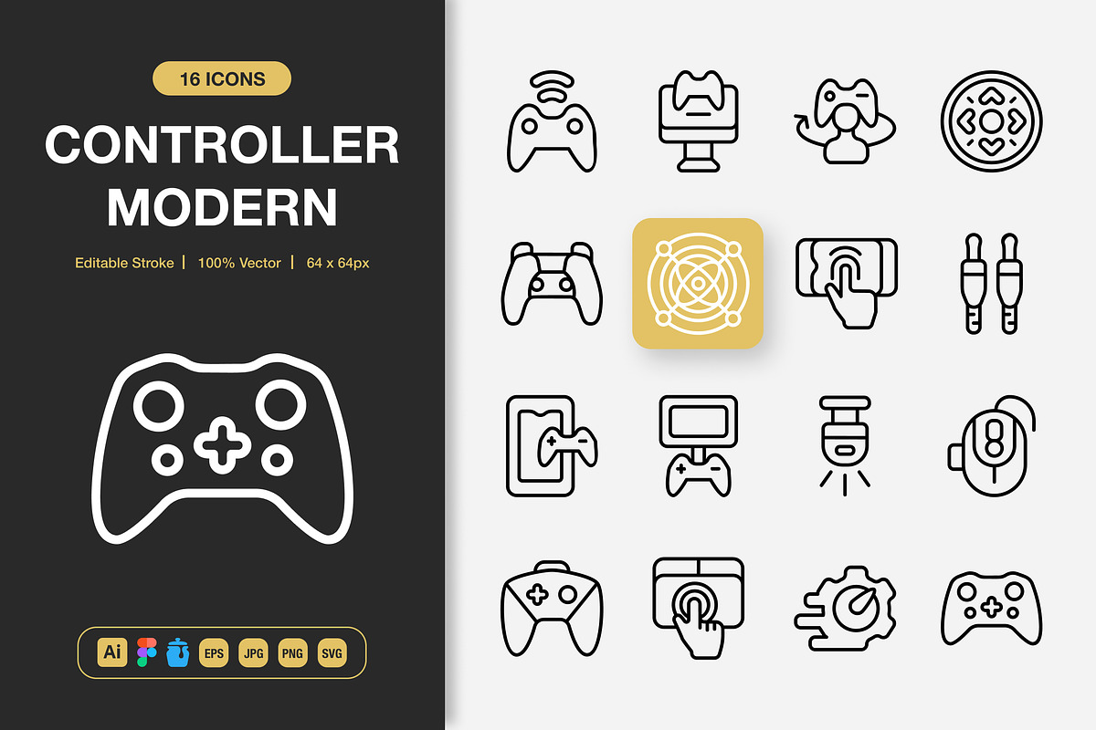 Controller Modern Icons, an Outline Icon by Spacepixel Creative