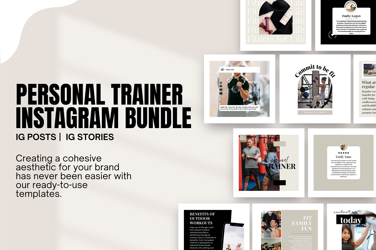 Personal Trainer Instagram Templates, a Social Media Template by EliteMatidi (Photo 3 of 9)