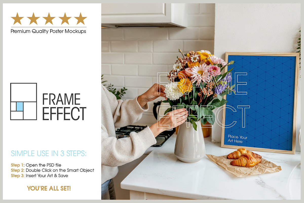 6 Floral Poster Mockups Bundle, a Household Mockup by Frame Effect (Photo 2 of 8)