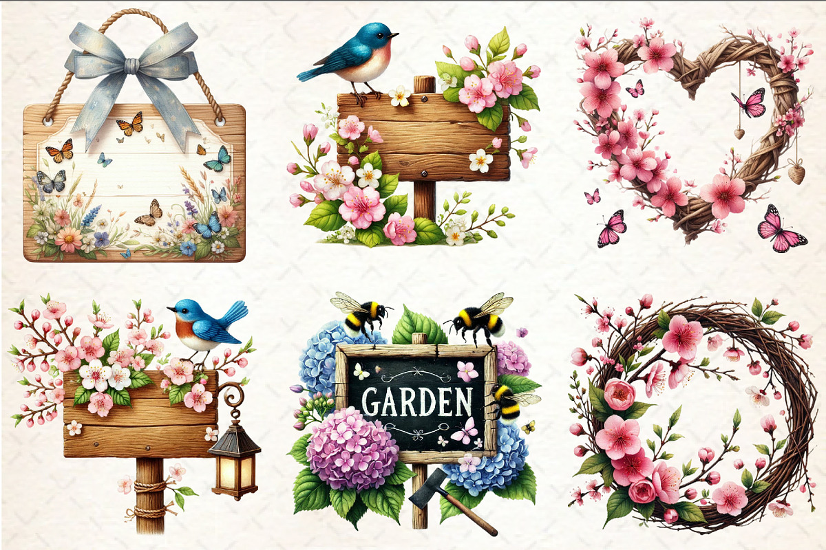 Spring Sign Board Sublimation Clipar, a Seasonal Illustration by Rose Art (Photo 2 of 4)
