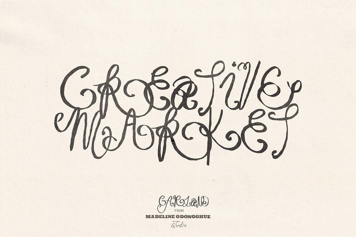 Garland Hand Drawn Ornamental Font, a Handwritten Font by Madeline ODonoghue Design (Photo 8 of 9)