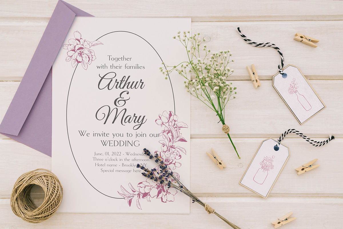 Apple blossom wedding design bundle, an Invitation Template by Doodle emporium (Photo 4 of 6)