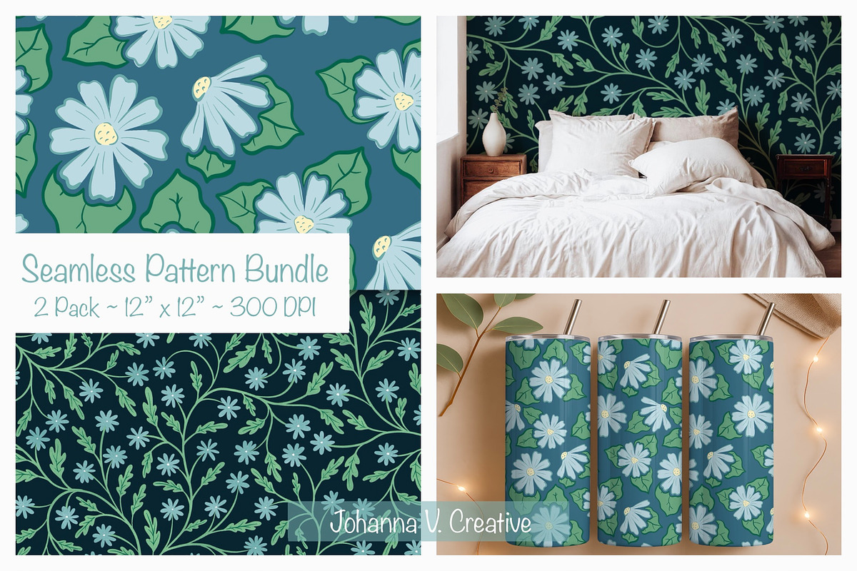Spring Floral Seamless Designs, an Illustration by Johanna V. Creative (Photo 1 of 3)