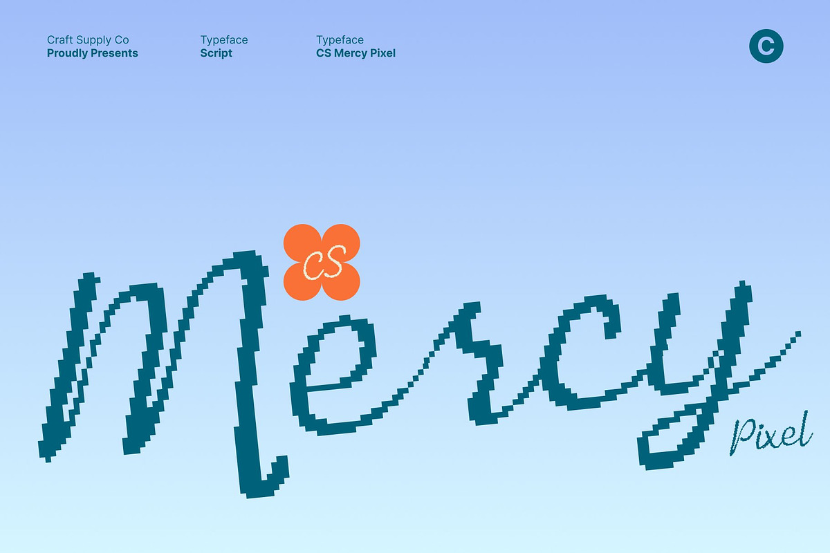CS Mercy Pixel, a Script Font by Craft Supply Co. (Photo 1 of 8)