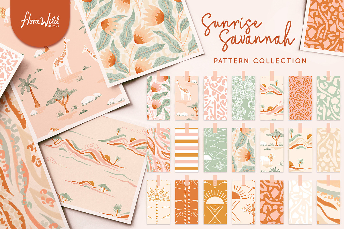 Savannah safari pattern bundle, a Pattern Graphic by Flora Wild Designs (Photo 1 of 9)
