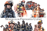 Watercolor Firefighter Clipart, an Object Graphic by ArtisticTimberStudio (Thumbnail 1 of 2)