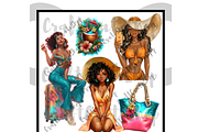 Black Woman Summer clipart, an Illustration by CraftCrateShop (Thumbnail 3 of 7)