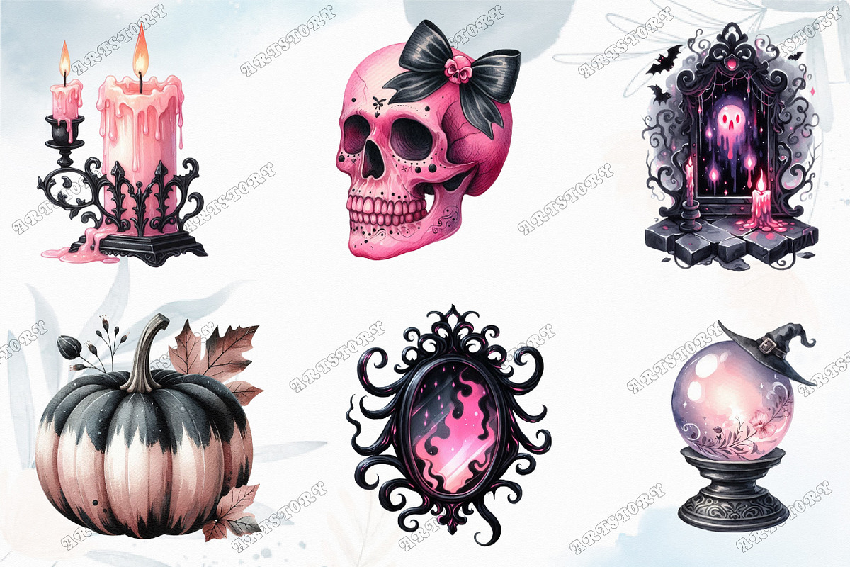 Black Pink Halloween Clipart, a Graphic by designcity5 (Photo 3 of 5)