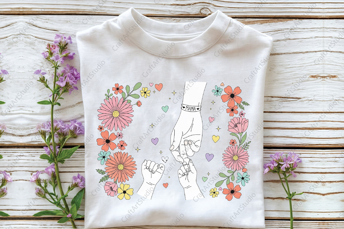 Mama and Kids Holding Hands Mother's, an Illustration by CraftArtStudio (Photo 2 of 4)
