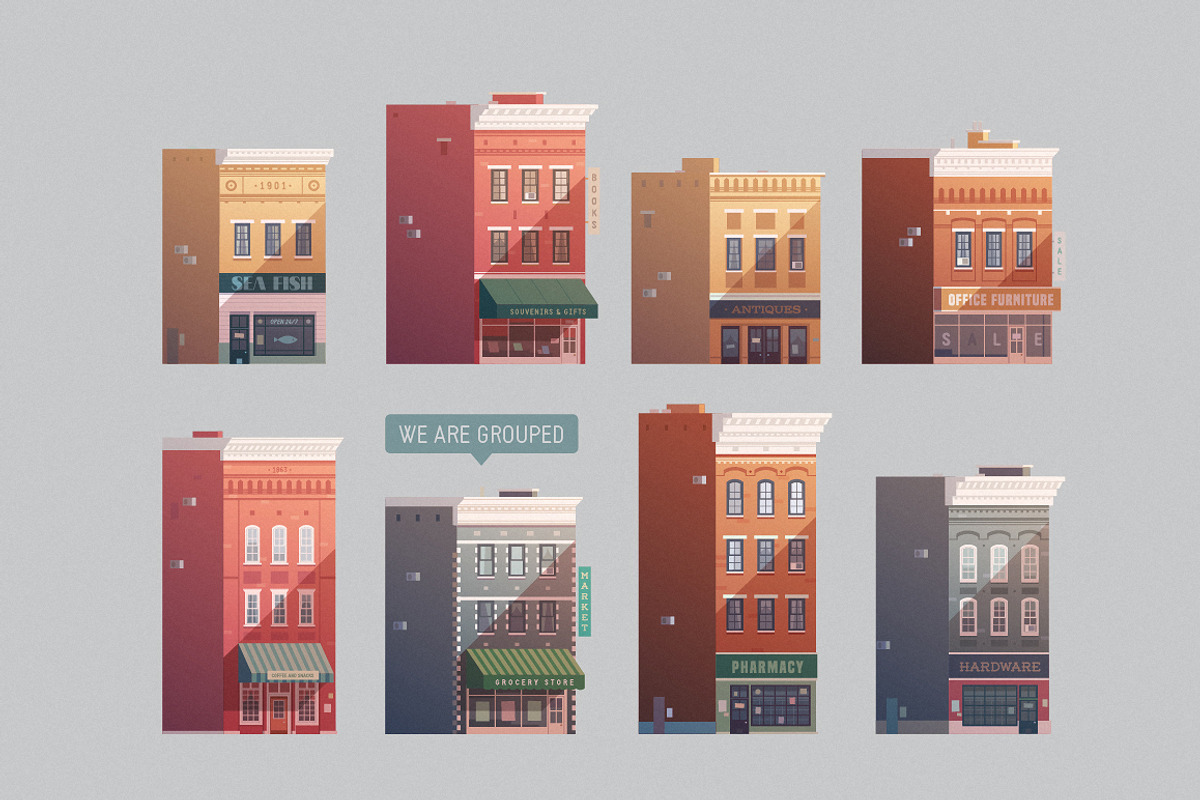 Vector Buildings Pack, an Illustration by Darumo Shop (Photo 3 of 8)