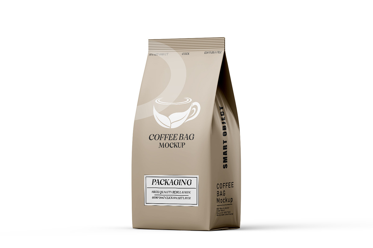 Coffee Bag with Cup Mockup Set, a Packaging Mockup by pixelmock (Photo 7 of 15)
