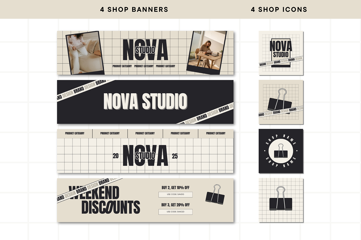 Modern Beige Etsy Shop Kit Template, a Branding & Logo Template by Anna Design Studio (Photo 3 of 8)