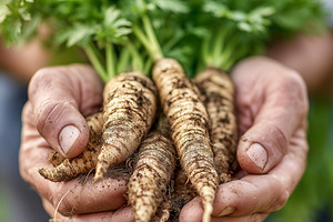 Fresh organic parsley roots with, a Food & Drink Photo by MistyDay