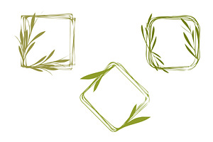 Green leaf frames in various shapes