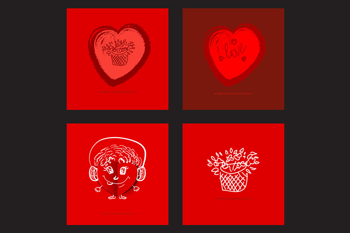 Valentine`s Day Greeting Cards, an Illustration by GalaStudio (Photo 3 of 5)