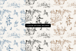 Toile De Jouy Seamless Patterns