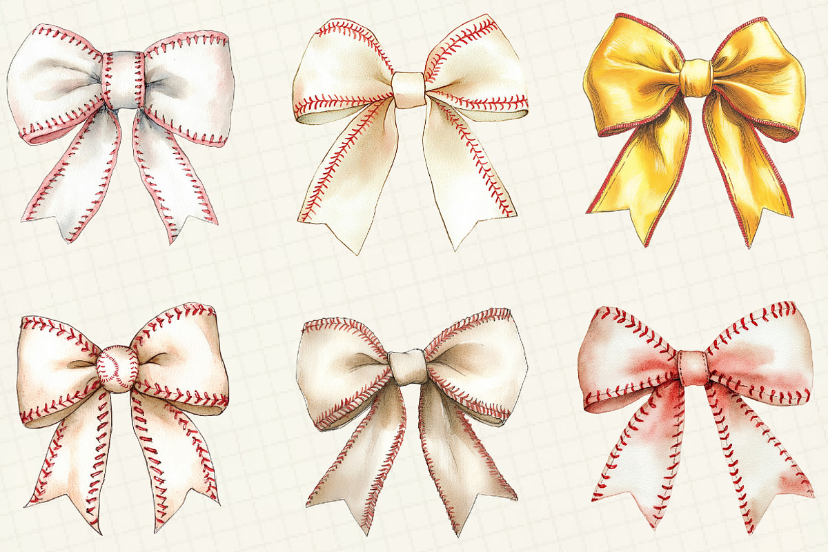 Baseball Coquette Bow Clipart, an Illustration by OK Design (Photo 2 of 5)