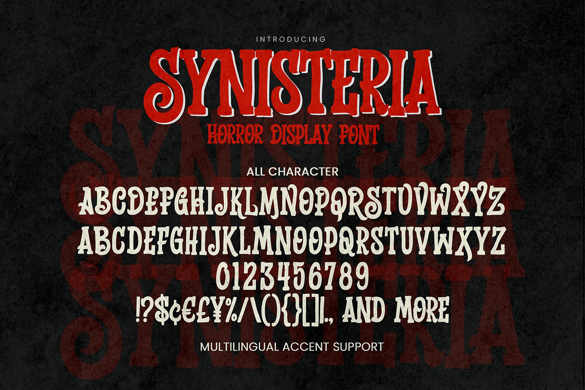 Synisteria - Horror Display Font, a Serif Font by Gassstype (Photo 7 of 8)