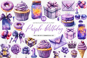 Purple Birthday Party PNG, an Illustration by SinaCreation