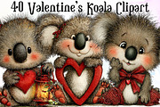 Whimsical Valentine s Koala Clipart, an Illustration by Sublimation Artist (Thumbnail 1 of 6)
