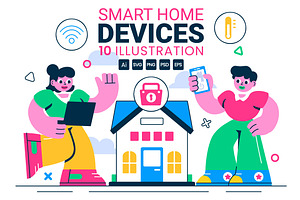 10 Smart Home Devices Illustration, an Illustration by denayunebgt