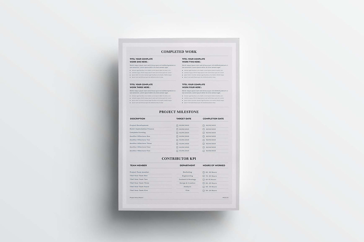 Project Status Report | Word & Indd, a Stationery Template by design_hut (Photo 4 of 6)