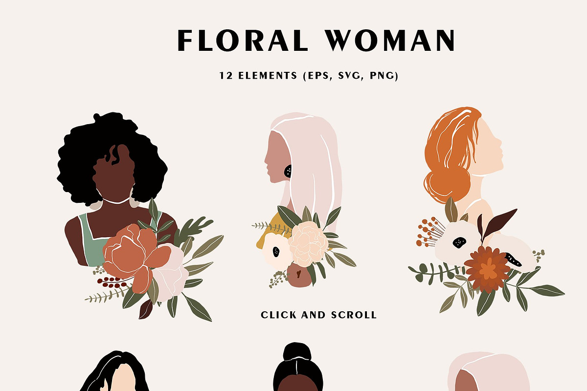 ABSTRACT BUNDLE - woman, flowers, a Person Illustration by Spark Studio Brushes (Photo 6 of 25)
