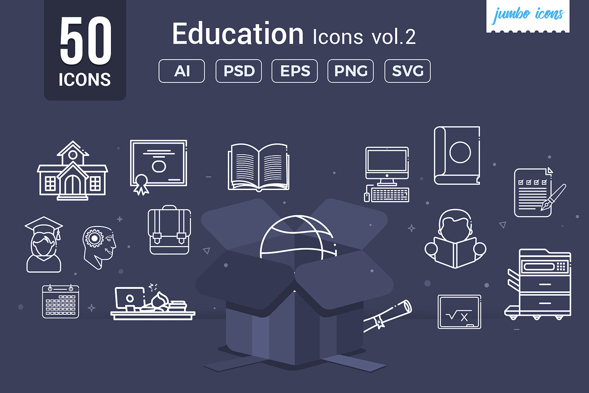 Education-School Line Icons V2, an Outline Icon by Jumbo Icons (Photo 1 of 5)