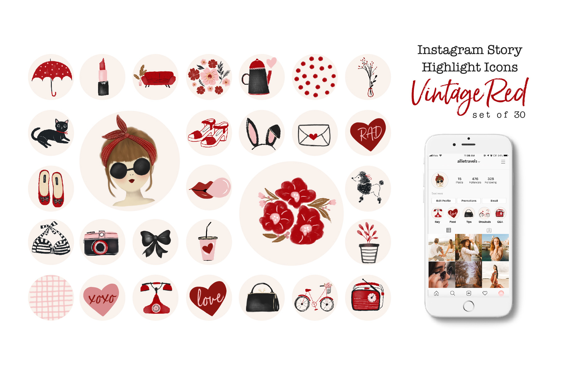 Vintage Instagram Highlight Icons by Beatriceviyiwi  Creative Market