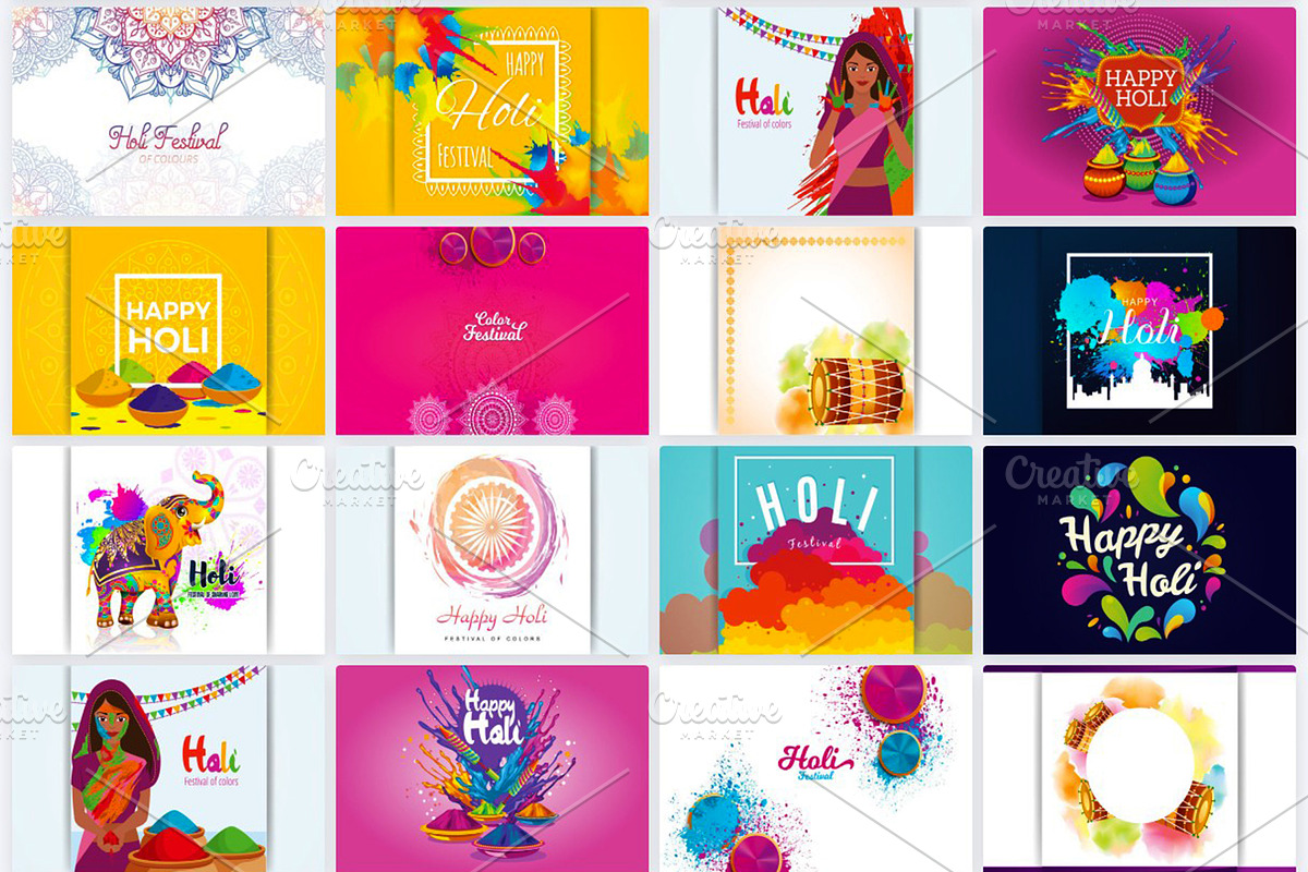 Holi Festival Backgrounds Collection, an Illustration by naem021 (Photo 6 of 10)