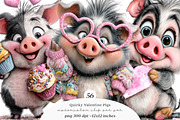 Quirky Valentine Pig Clipart, an Illustration by SinaCreation (Thumbnail 1 of 11)