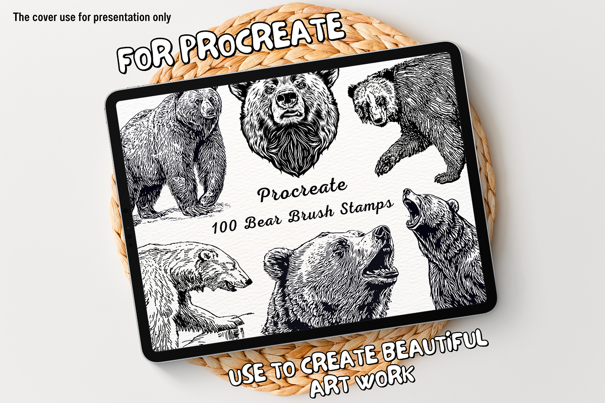100 Bear Procreate Stamps, a Brush Add-On by Painter Creative Books (Photo 1 of 9)