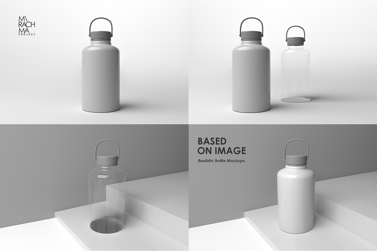 64 OZ Water Bottle Mockup Set, a Packaging Mockup by Mirachma Project (Photo 2 of 9)