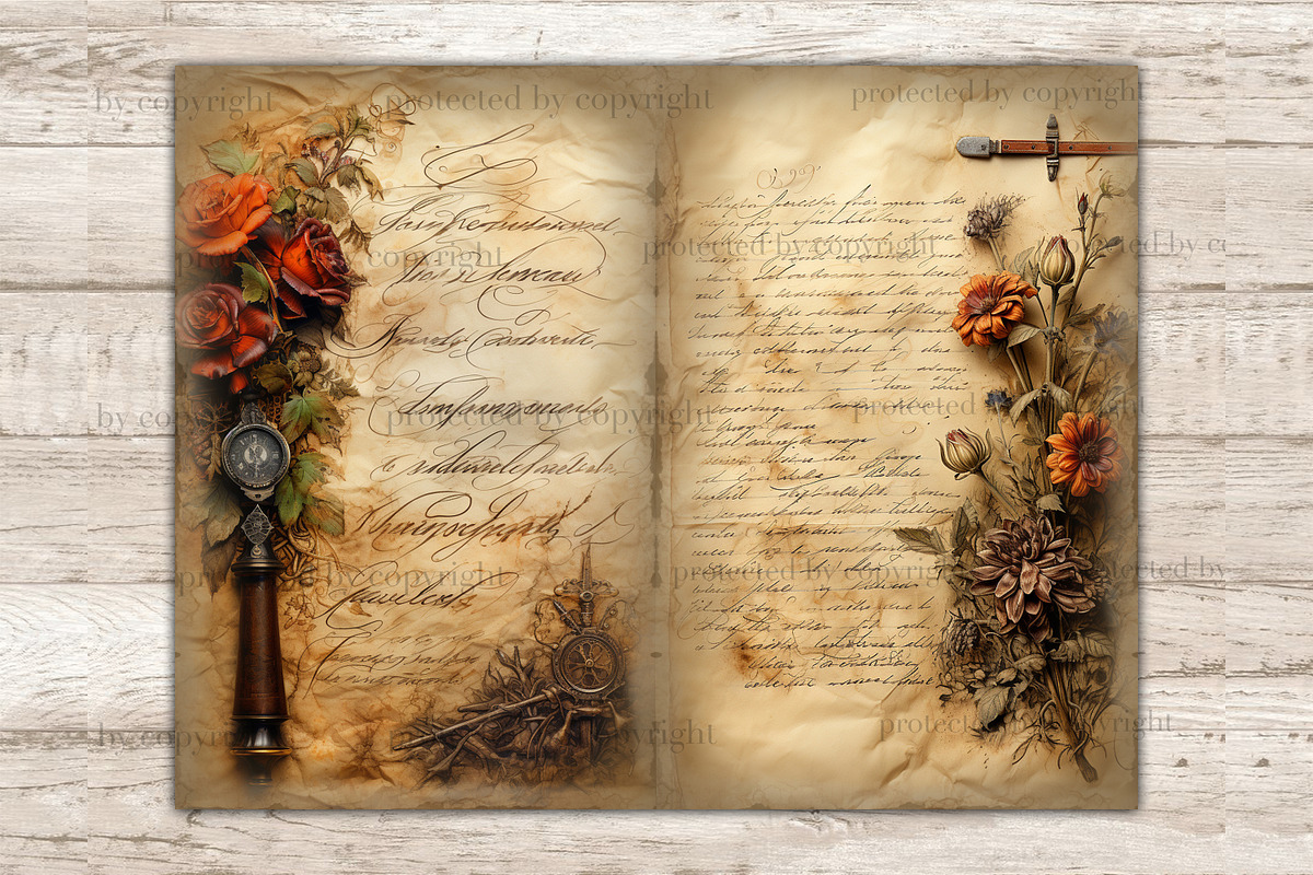Old Letter Junk Journal Pages, a Decorative Illustration by GlamArtZhanna (Photo 7 of 10)