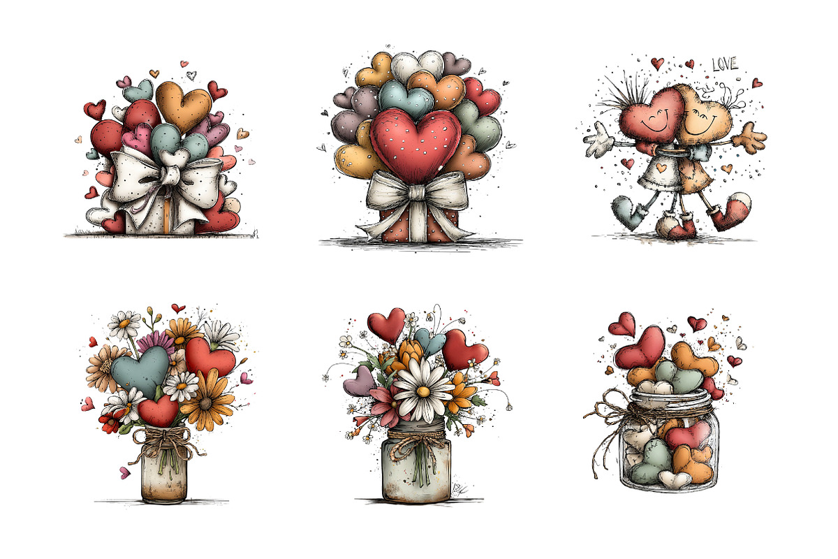 Whimsical Hearts Clipart, an Illustration by SinaCreation (Photo 4 of 11)