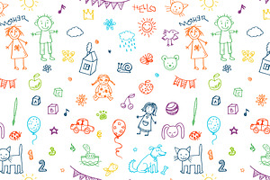 Doodle Child S Drawing Set Pattern