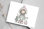 Christmas Little Girl Clipart Bundle, an Illustration by Canvas Craft (Thumbnail 5 of 8)