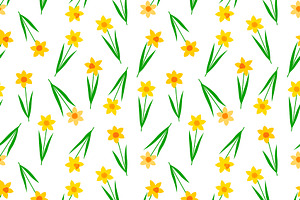 Daffodils Flowers Seamless Patterns