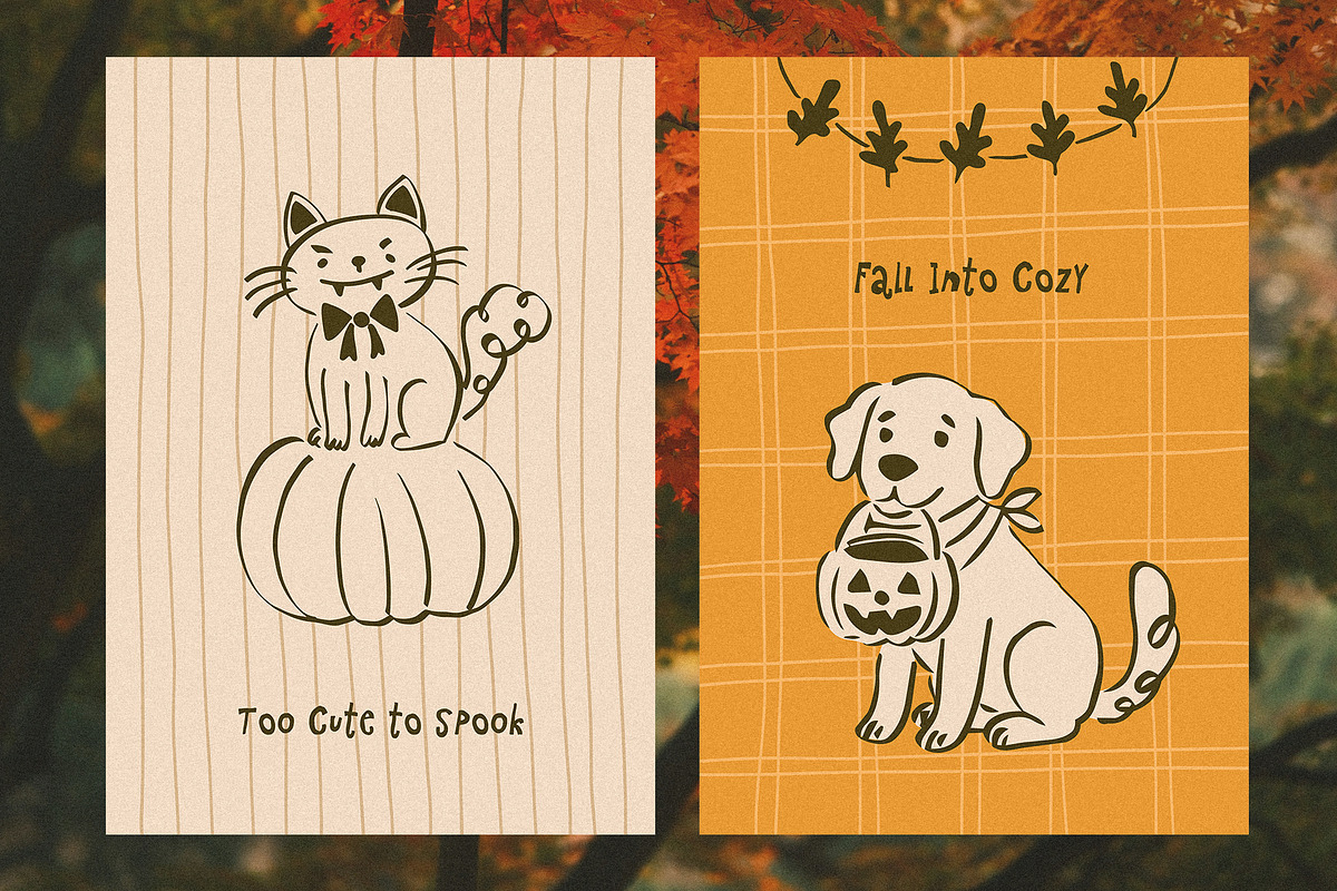 Autumn Halloween hand drawn set, a Seasonal Illustration by Madiwaso (Photo 12 of 12)