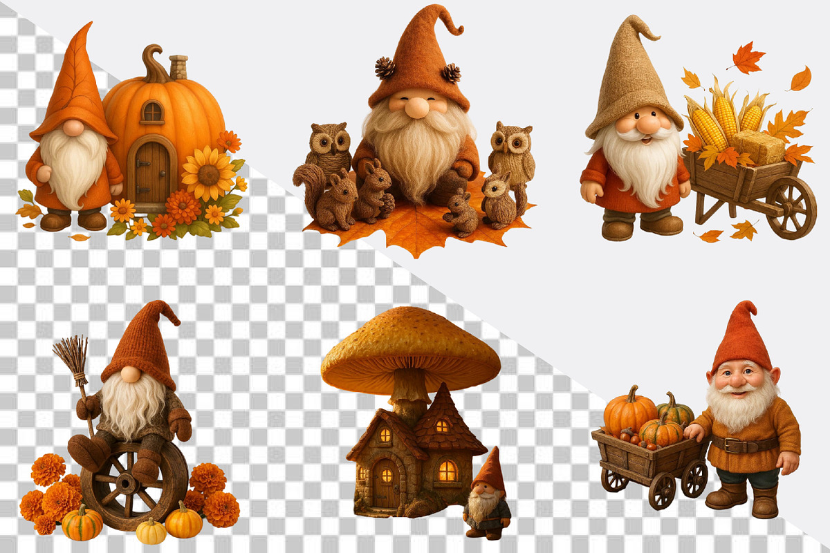 Fall Gnome Clipart Autumn  Bundle., an Illustration by SVGArt (Photo 2 of 8)