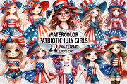 Patriotic July Girls PNG Clipart, an Animal Illustration by Craft Nest (Thumbnail 1 of 4)