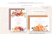 Orange Pink Fall Watercolor Flowers, an Illustration by Essem Creatives (Thumbnail 2 of 12)
