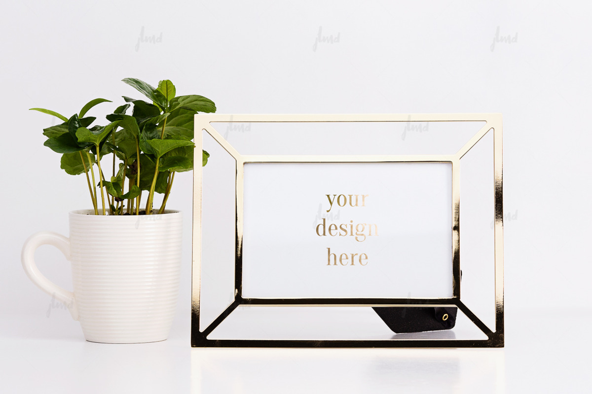 Styled golden frame mockup, a Print Template by JustLikeMyDesktop (Photo 1 of 2)