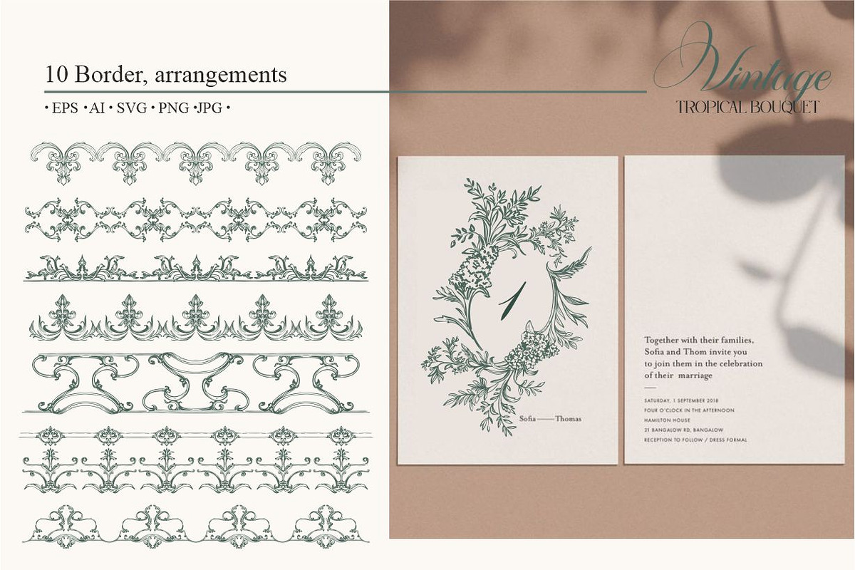 Vintage Tropical Bouquet, a Pattern Graphic by Collection by VY (Photo 7 of 11)