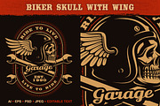 Biker Skull with Wing, an Illustration by Harry Kasyanov (Thumbnail 1 of 3)