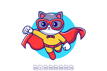 Cat Super Hero Cartoon