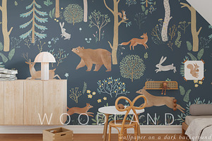 WOODLAND. Wall Mural In Color