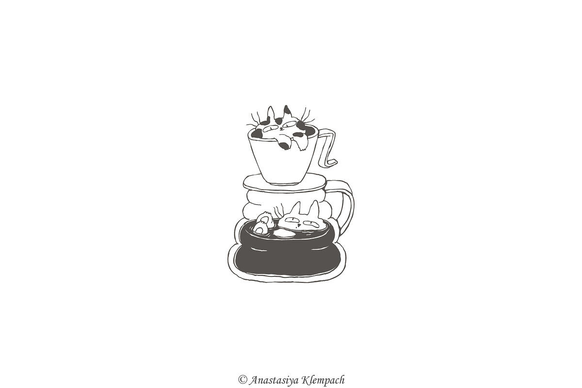 Purrfect Barista Hand Drawn Clipart, an Illustration by Anastasiya Klempach (Photo 2 of 13)