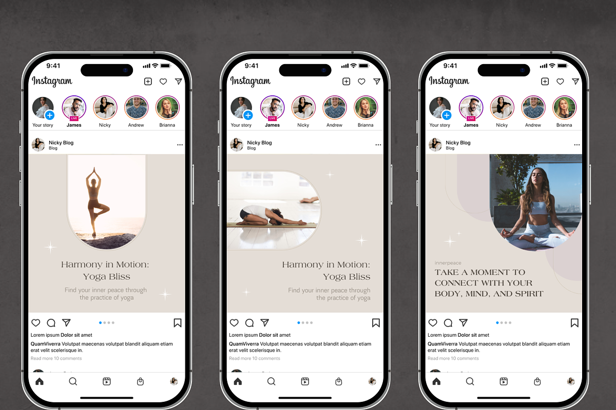 Yoga Minimal Instagram Canva, a Social Media Template by VeliusCreativeStudio (Photo 4 of 9)
