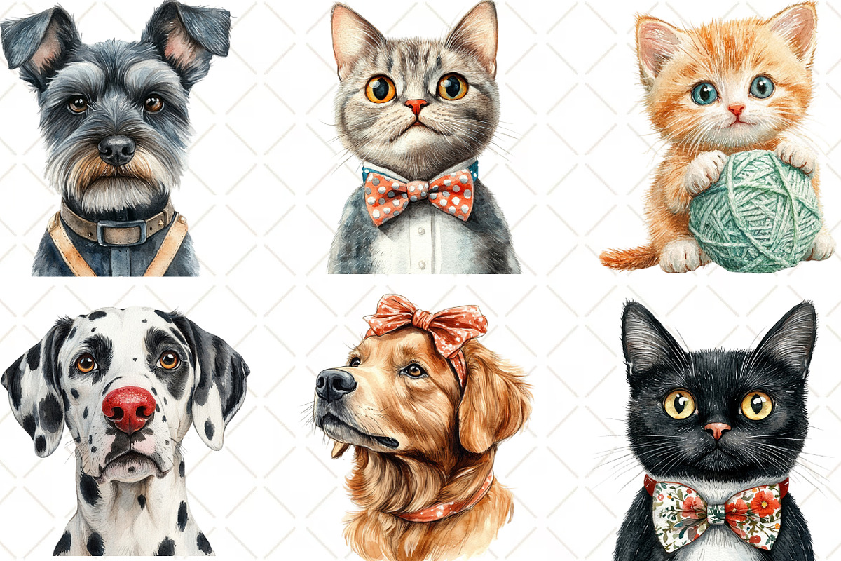 Quirky Dogs Cats Sublimation Clipart, an Illustration by Black Bird Studio (Photo 2 of 6)